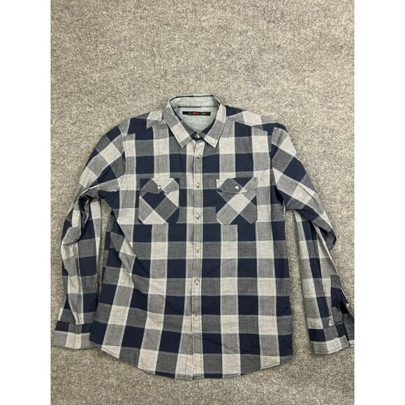stoic Other - Stoic Button Up Shirt Men's Large Blue Gray Plaid Long Sleeve Casual Cotton